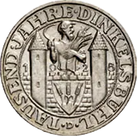 3 Silber Reichsmark 1928 Weimarer Republik Dinkelsbühl